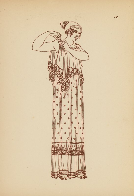 Gammel gresk kvinnedrakt (litho) av John Moyr Smith