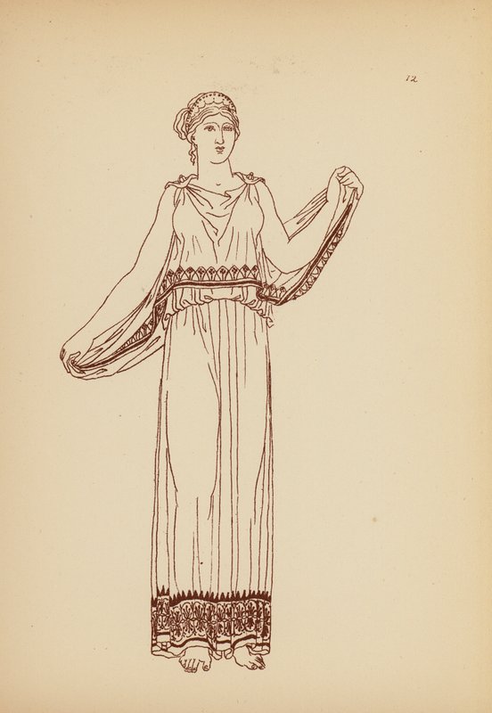 Gammel gresk kvinnekostyme (litho) av John Moyr Smith