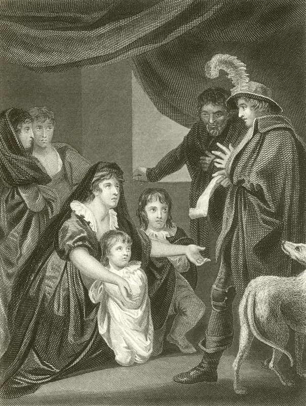 Lady Elizabeth Gray ber Edward IV om å beskytte barna sine av John Opie