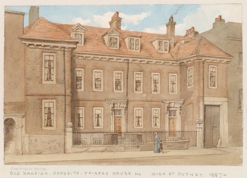 Chatfield House, rett overfor Fairfax House, High Street, Putney, 1887 av John Phillipp Emslie