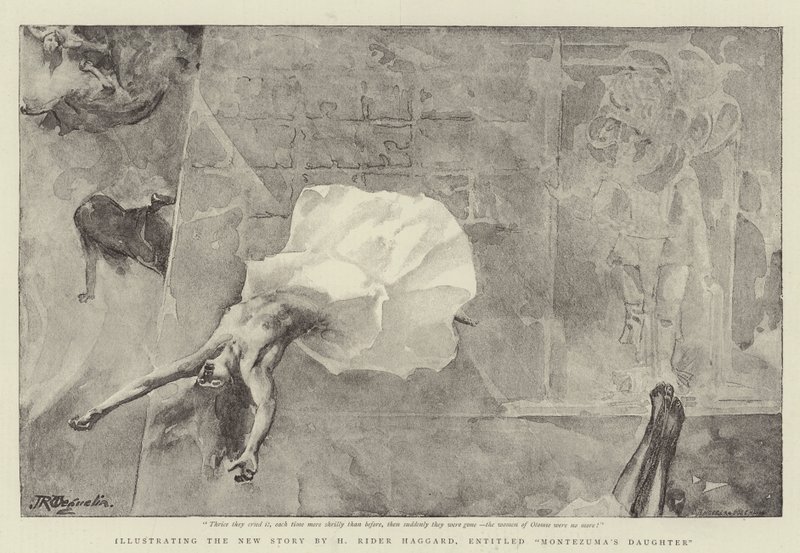 Illustrerer den nye historien av H Rider Haggard, med tittelen Montezumas datter av John Reinhard Weguelin