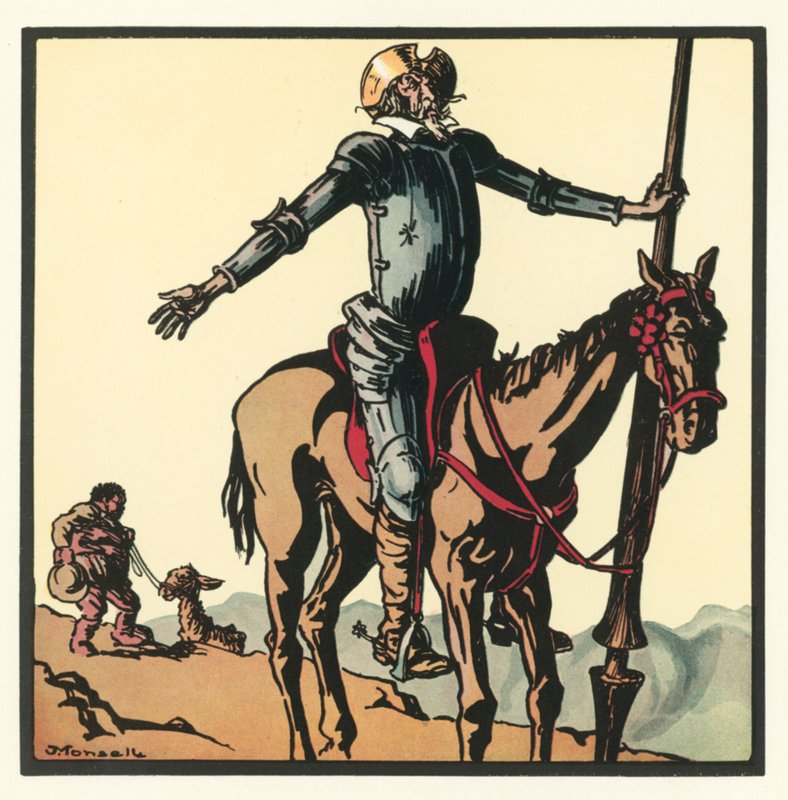 Kensington Rhymes: Don Quixote (farge litho) av John Robert (after) Monsell