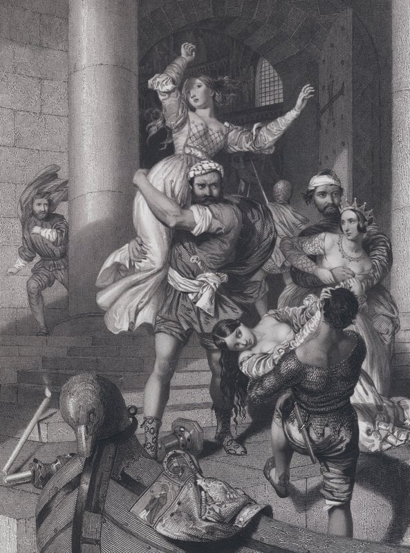 Bortføring av de venetianske brudene (gravering) av John Rogers (after) Herbert