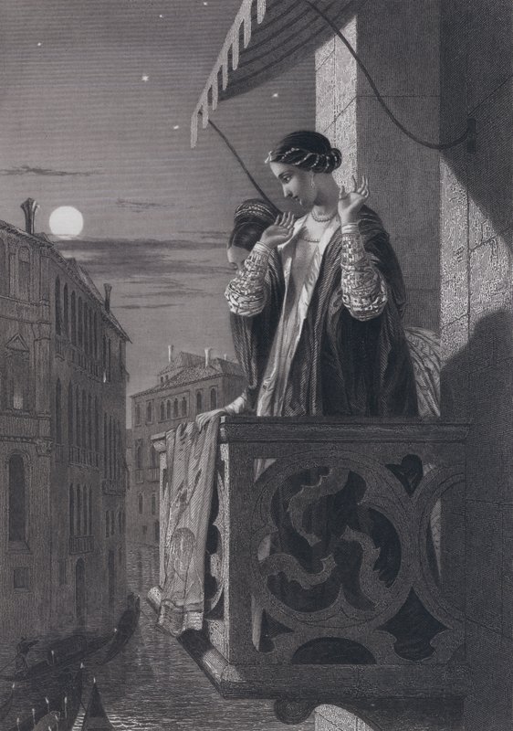 Alvisi Sanuto og ambassadørens datter (gravering) av John Rogers (after) Herbert