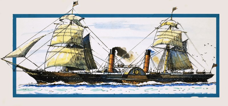 Den britiske hjuldamperen Persia av John S. Smith