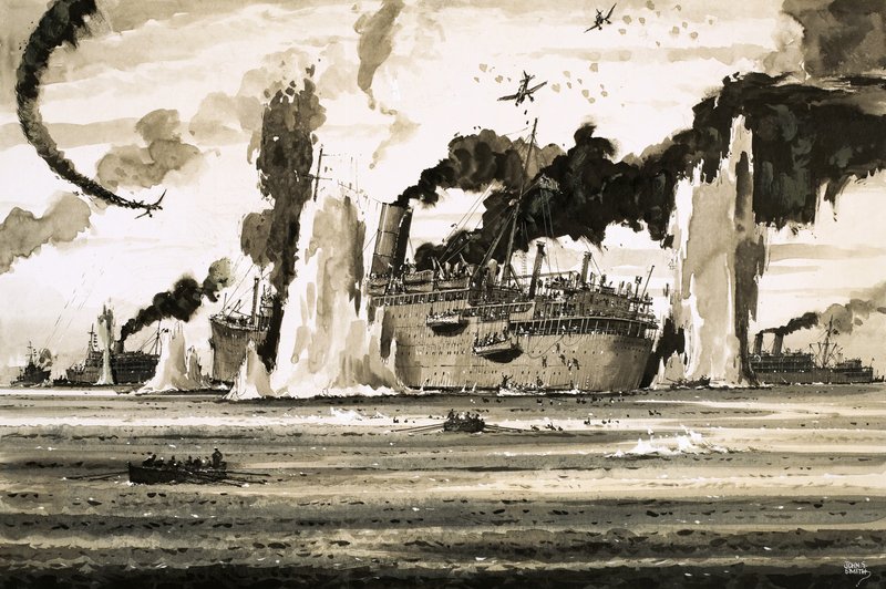 Senkingen av Lancastra utenfor St. Nazaire i juni 1940 av John S. Smith