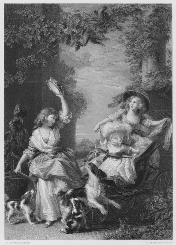De kongelige prinsessene, barn av George III, fra bildet i den kongelige samlingen (gravering) av John Singleton (after) Copley