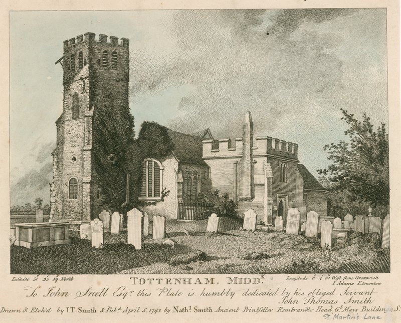 Tottenham kirke, London av John Thomas Smith