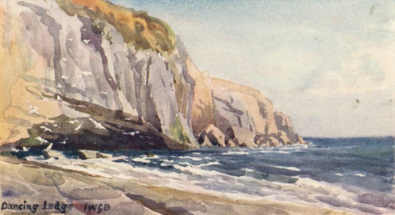 Dancing Ledge, Langton Matravers (fargelitografi) av John W.G. Bond