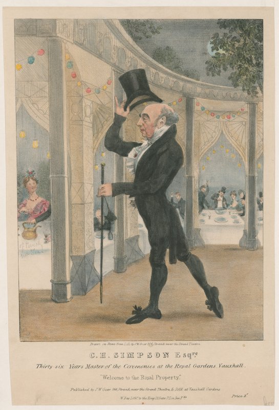 CH Simpson Esquire, seremonimester ved Royal Gardens, Vauxhall av John W. Gear