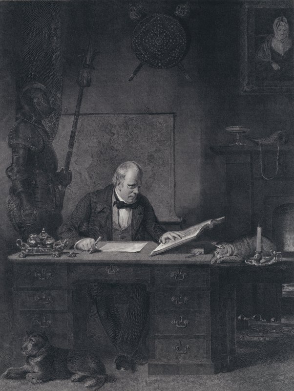 Sir Walter Scott i sin studie (gravering) av John Watson Gordon