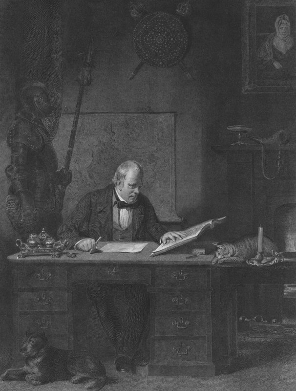 Sir Walter Scott i hans studie, Castle Street, Edinburgh av John Watson Gordon