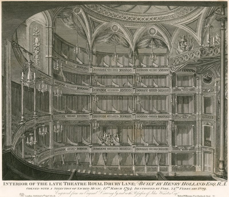 Interiør i avdøde Theatre Royal, Drury Lane, London av John Winston
