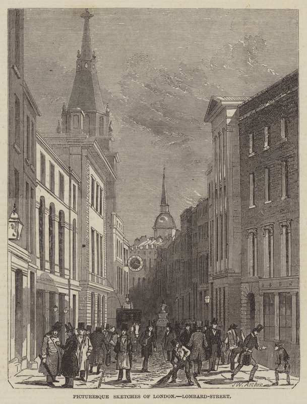 Pittoreske skisser av London, Lombard-Street av John Wykeham Archer
