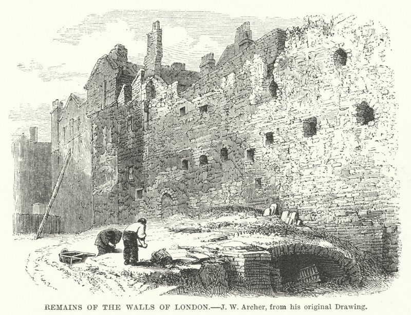 Rester av Londons murer (gravering) av John Wykeham Archer