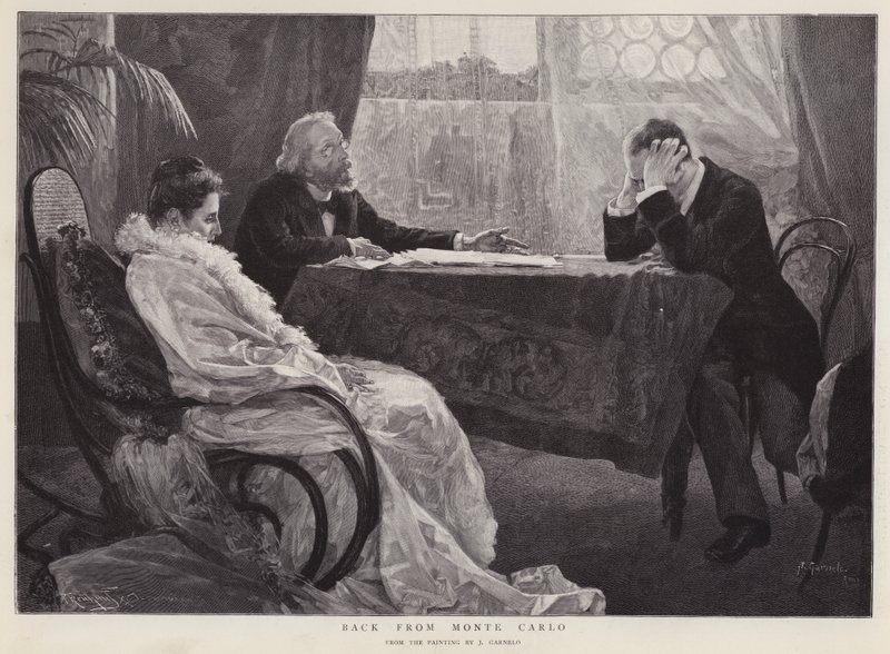 Tilbake fra Monte Carlo (litho) av Jose Garnelo y Alda