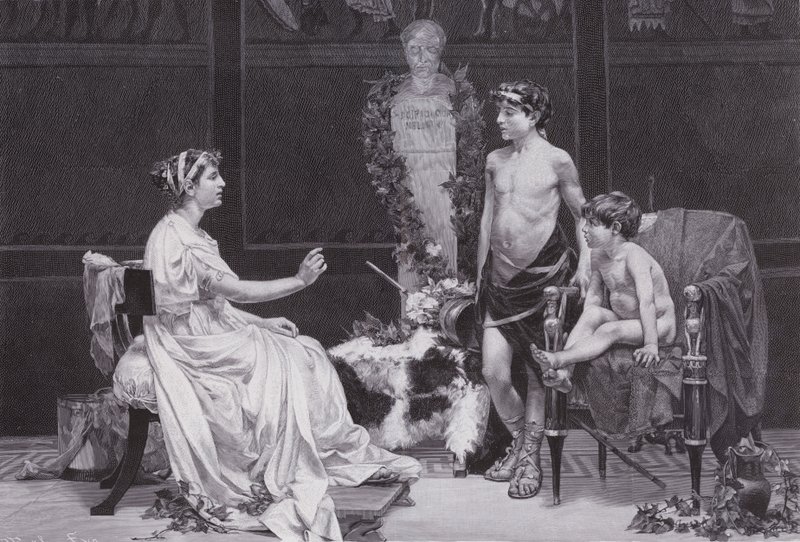 Cornelia, mor til Gracchi (litho) av Jose Garnelo y Alda