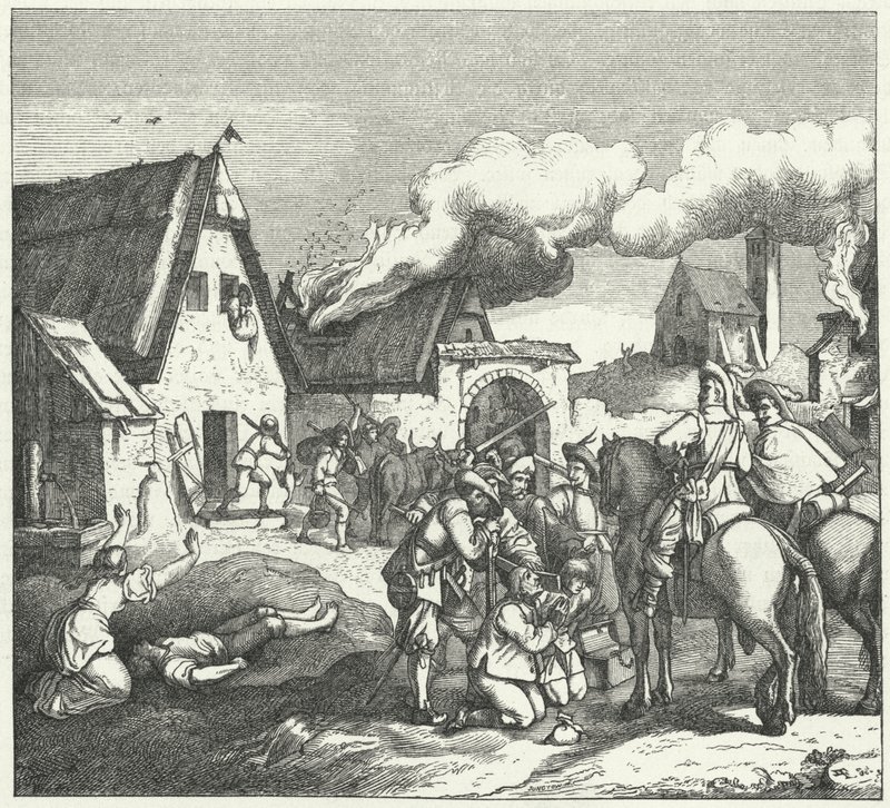 Keiserlige tropper plyndret og plyndret etter slaget ved Nördlingen, 1634 av Josef Mathias Trenkwald