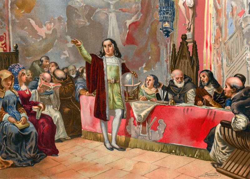 Columbus før Junta of Salamanca av Josep or Jose Planella Coromina