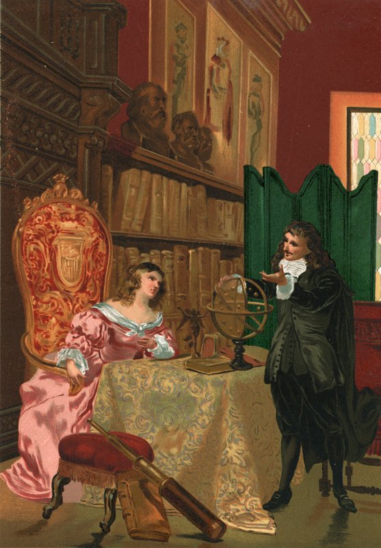 Descartes diskuterer filosofi med dronning Christina av Sverige av Josep or Jose Planella Coromina