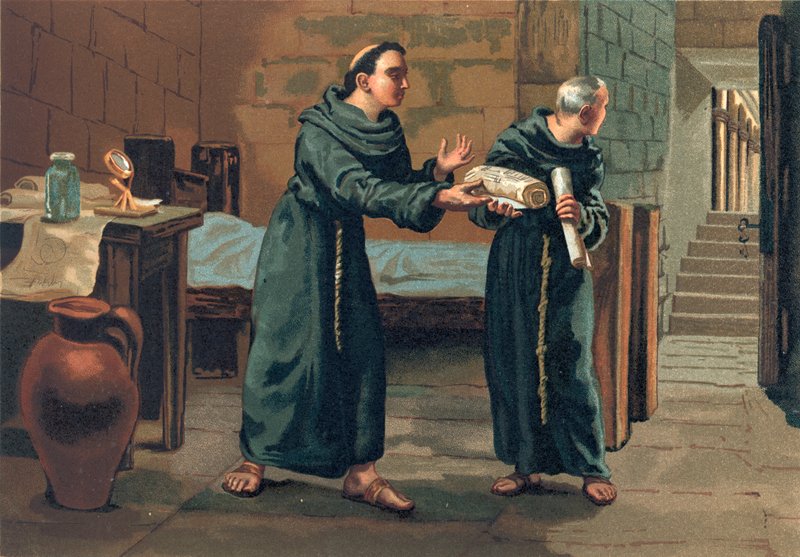 Roger Bacon sender sin Magnum Opus til paven av Josep or Jose Planella Coromina