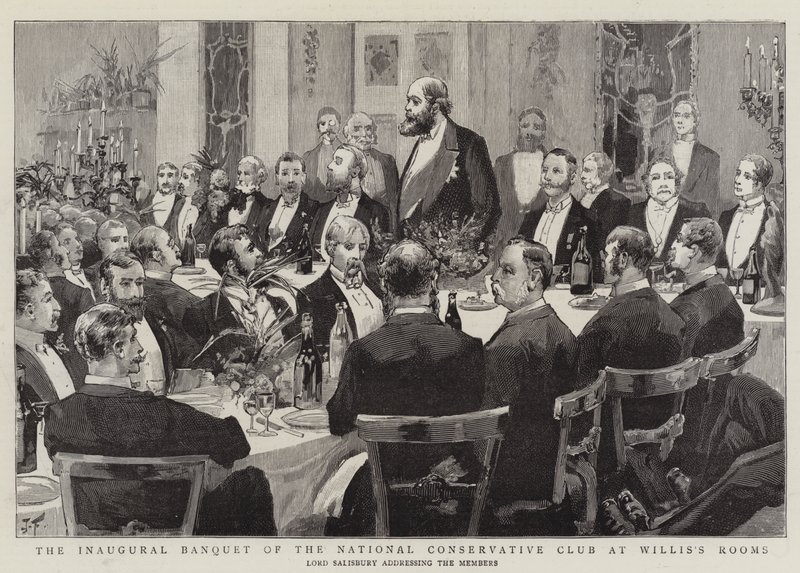 Innvielsesbanketten til National Conservative Club på Willis's Rooms av Joseph Finnemore