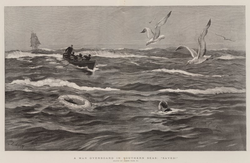 En mann over bord i Southern Seas, reddet! av Joseph Nash