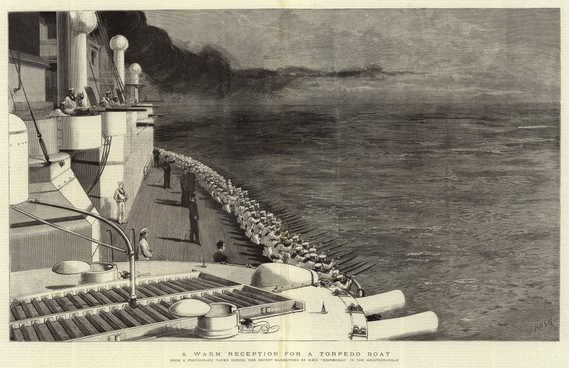En varm mottakelse for en torpedobåt av Joseph Nash