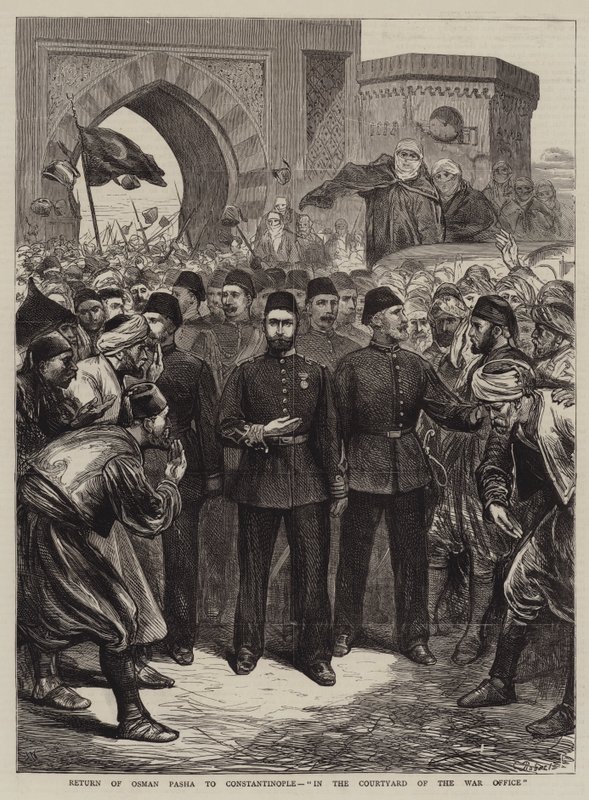 Retur av Osman Pasha til Konstantinopel, i gårdsplassen til krigskontoret av Joseph Nash