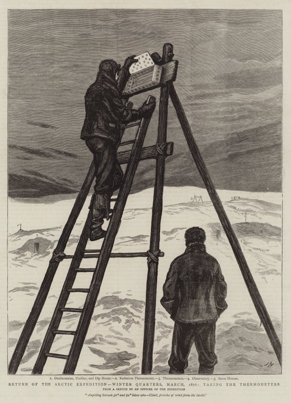 Return of the Arctic Expedition, Winter Quarters, mars 1876, med termometrene av Joseph Nash
