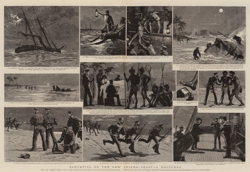 Oppmåling på New Guinea-kysten, en Nocturne av Joseph Nash