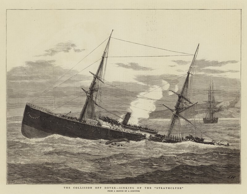 Kollisjonen utenfor Dover, Senking of the Strathclyde av Joseph Nash