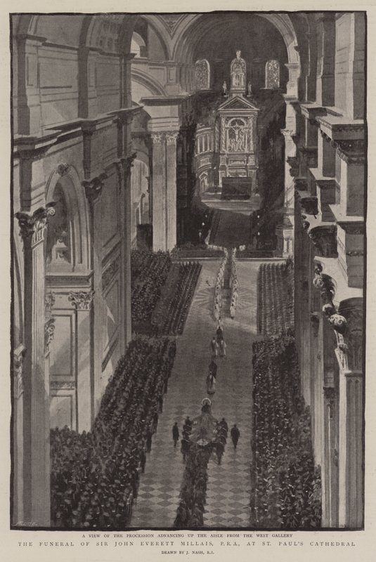 Begravelsen til Sir John Everett Millais, PRA, ved St Paul's Cathedral av Joseph Nash