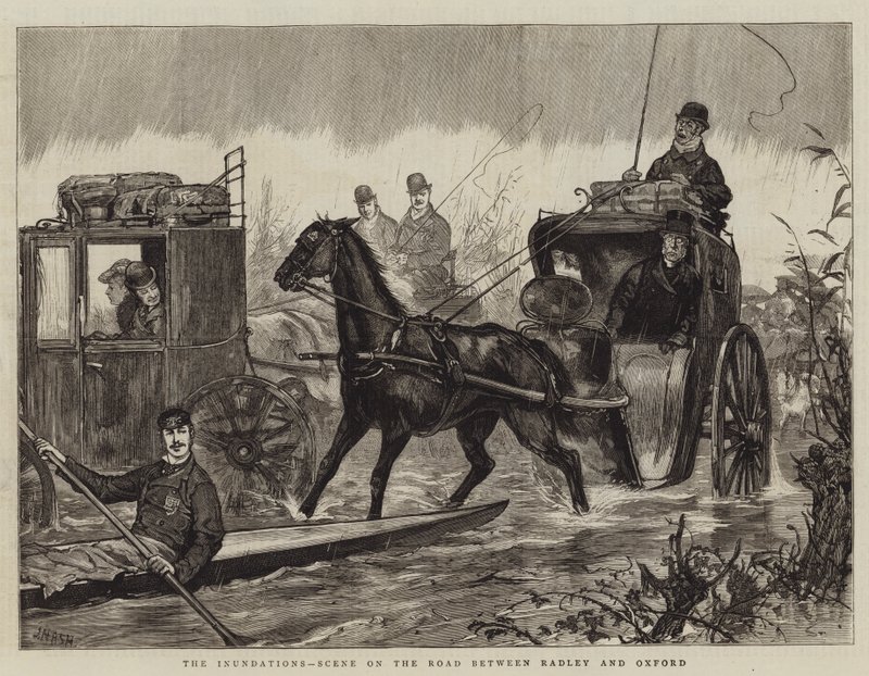 The Inundations, scene på veien mellom Radley og Oxford av Joseph Nash