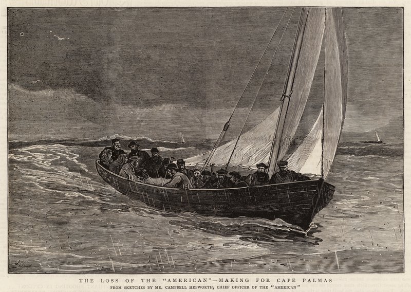 The Loss of the American, på vei mot Cape Palmas av Joseph Nash