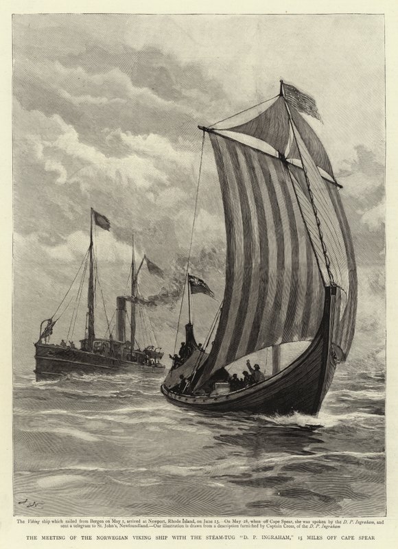 Møtet mellom det norske vikingskipet med Steam-Tug DP Ingraham, 15 Miles utenfor Cape Spear av Joseph Nash