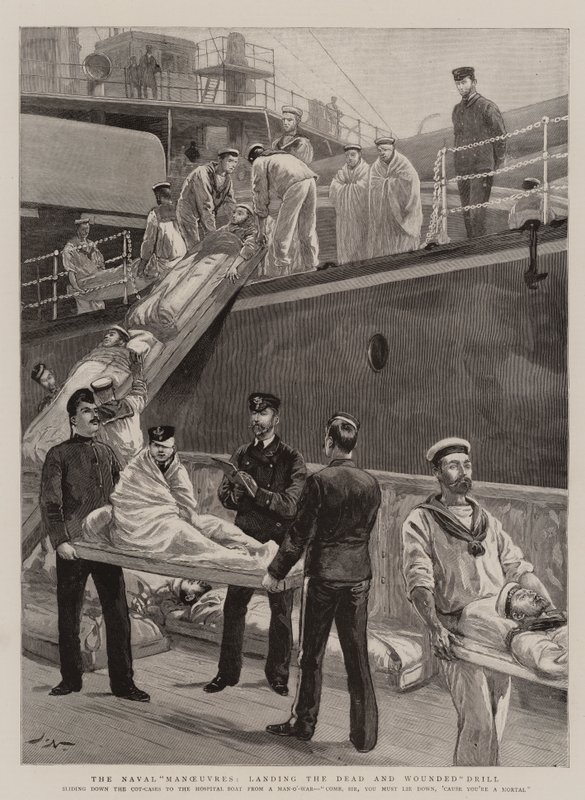 Sjømanøvrene, lander Dead and Wounded Drill av Joseph Nash