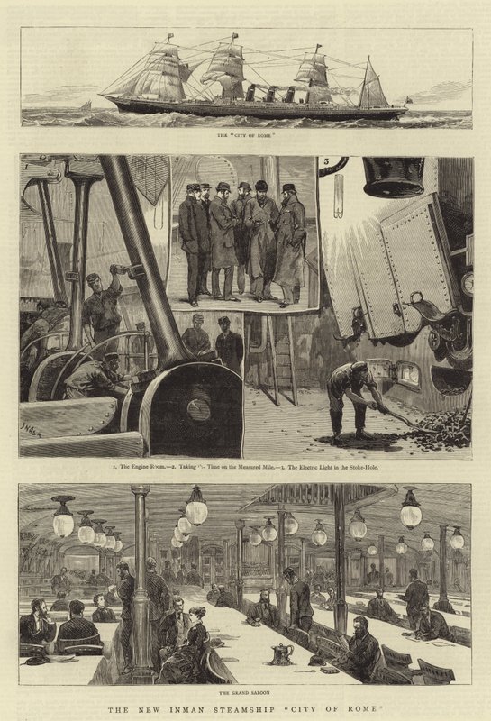 The New Inman Steamship City of Roma av Joseph Nash