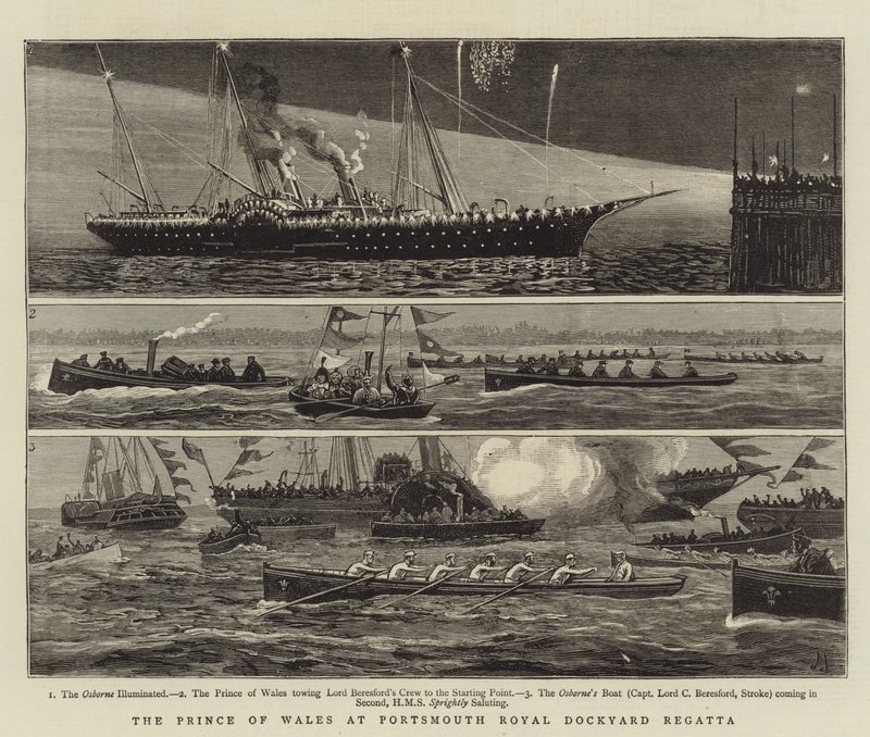 Prinsen av Wales ved Portsmouth Royal Dockyard Regatta av Joseph Nash