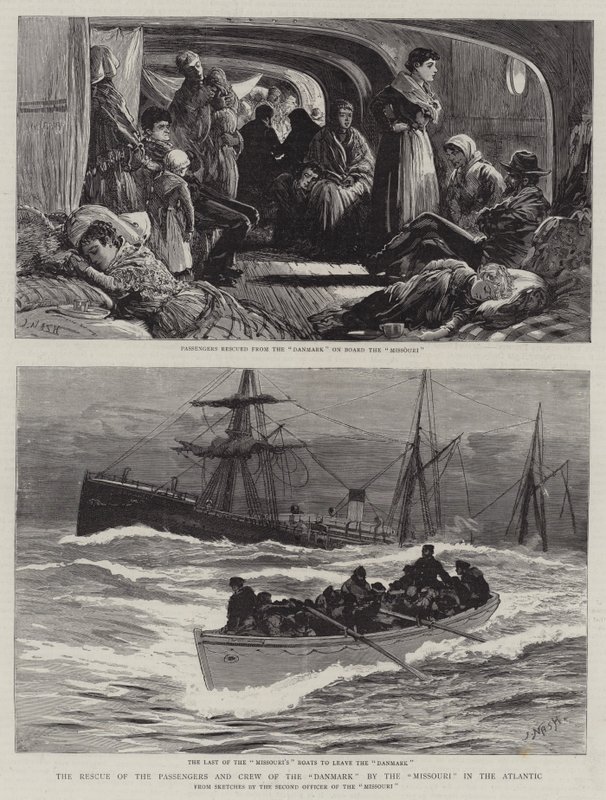 Redningen av passasjerene og mannskapet i Danmark ved Missouri i Atlanterhavet av Joseph Nash