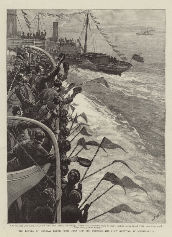 General Booths retur fra India og koloniene, den første hilsenen i Southampton av Joseph Nash