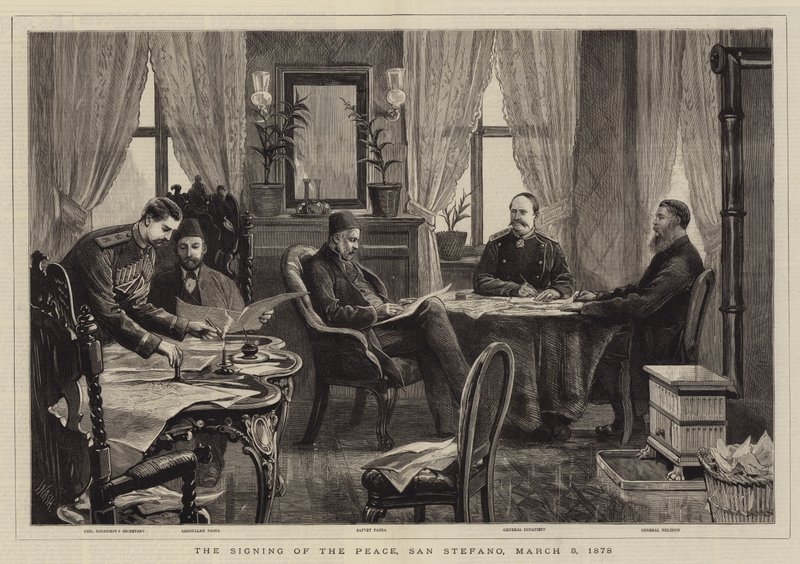 The Signing of the Peace, San Stefano, 3. mars 1878 av Joseph Nash