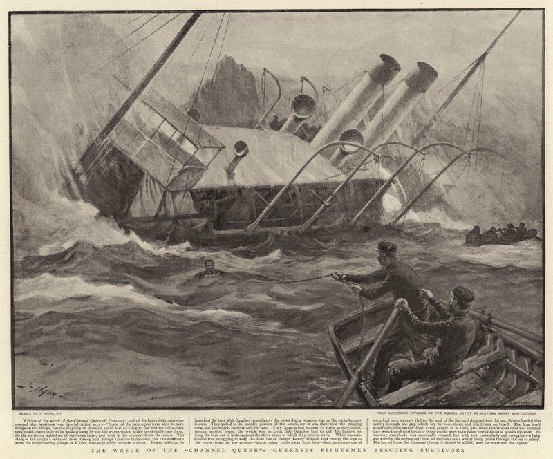The Wreck of the Channel Queen, Guernsey Fishermen redder overlevende av Joseph Nash