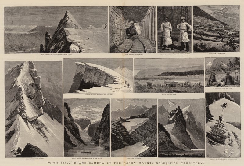Med isøks og kamera i Rocky Mountains, britisk territorium av Joseph Nash