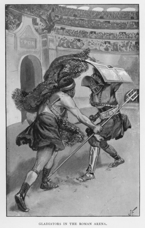 Gladiatorer i den romerske arenaen (litho) av Joseph (after) Finnemore
