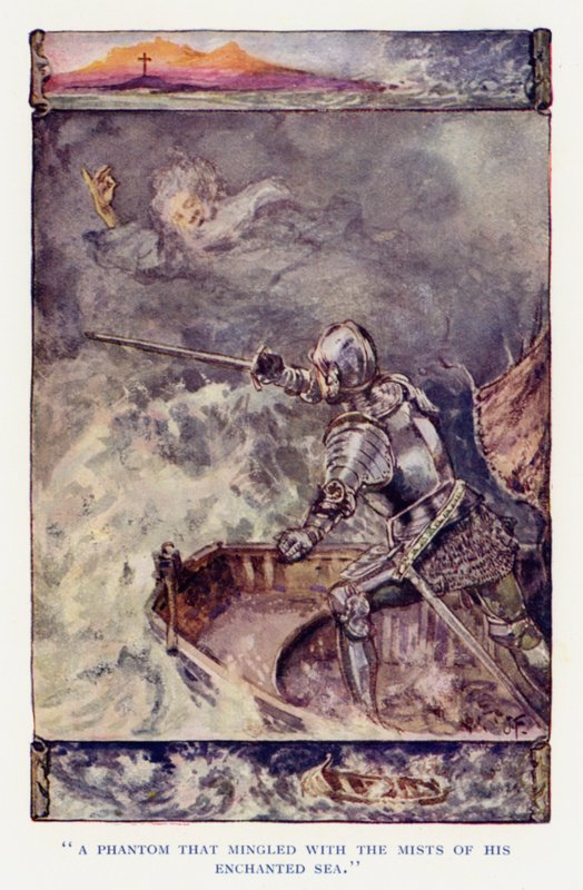 Illustrasjon for Sir Knight of the Splendid Way (farge litho) av Joseph (after) Finnemore