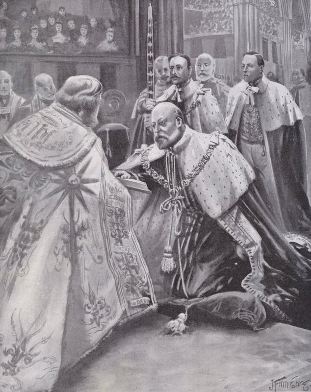 Kong Edward VII avla ed ved kroningen hans, Westminster Abbey, London av Joseph (after) Finnemore