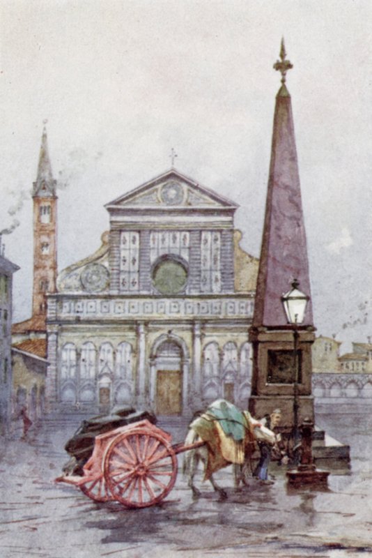S Maria Novella-kirken, Firenze (farge litho) av Joseph (after) Finnemore