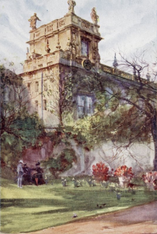Trinity College Chapel, fra Balliol Gardens (farge litho) av Joseph (after) Finnemore