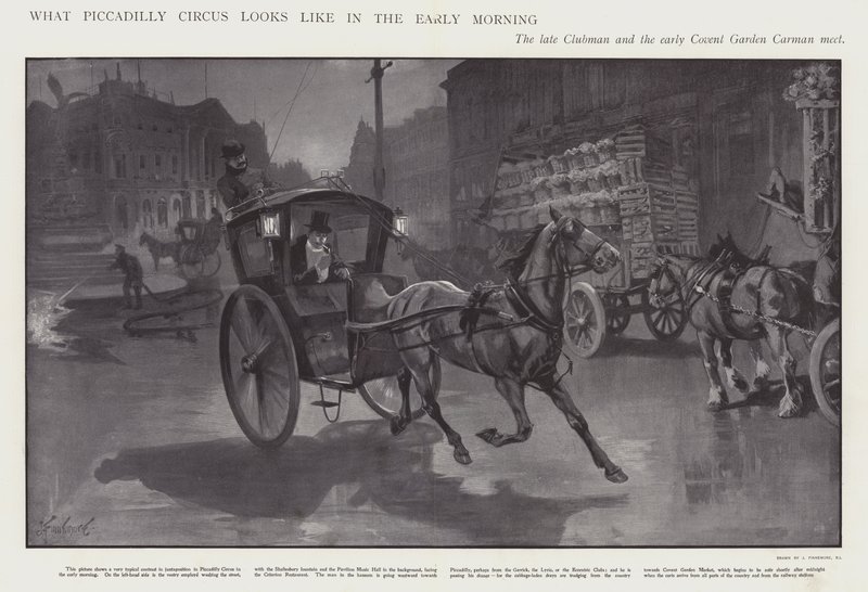 Hvordan Piccadilly Circus ser ut tidlig om morgenen (litho) av Joseph (after) Finnemore
